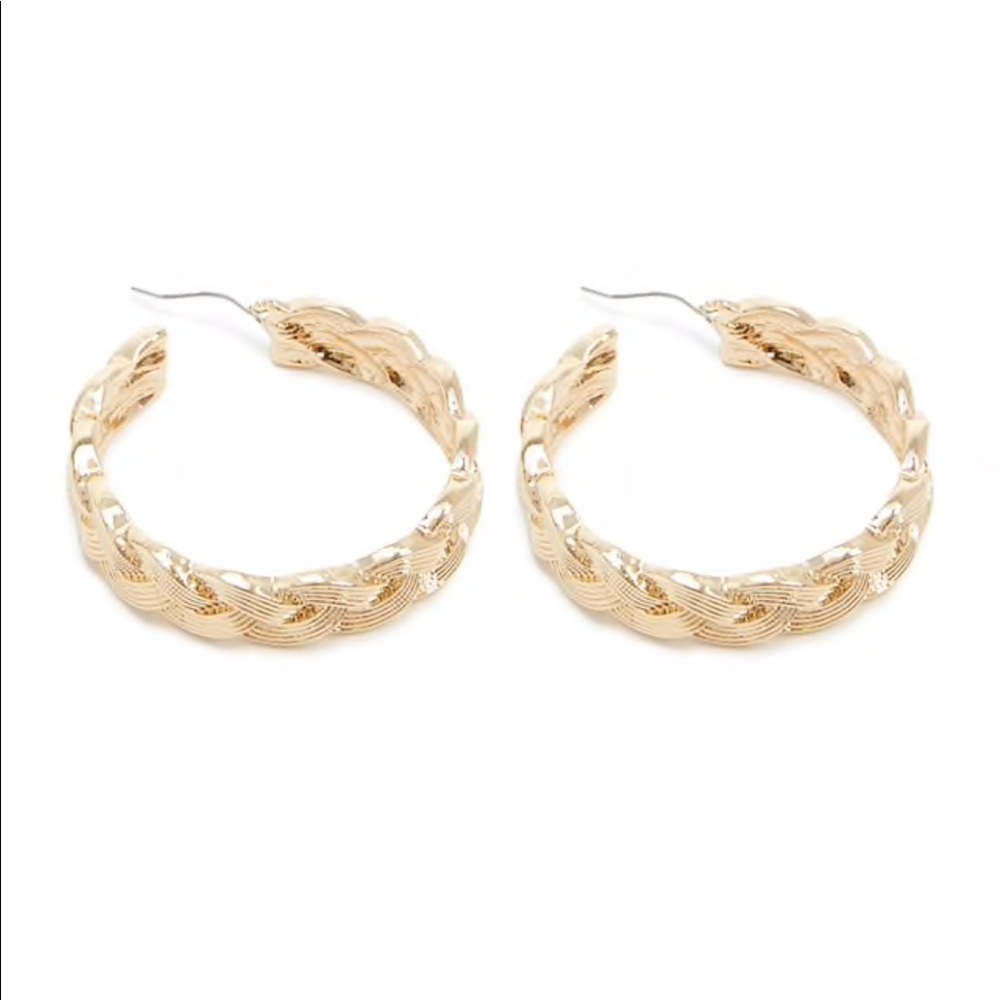 Gold braided hoop earrings